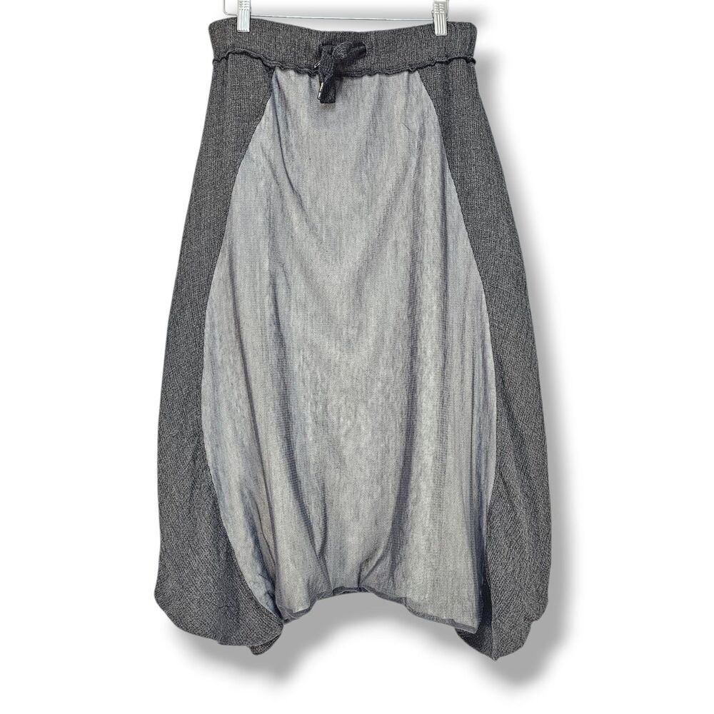 Gershon Bram Lagenlook Drop-Crotch Harem Pants Sz Large Grey Two-Tone Knit